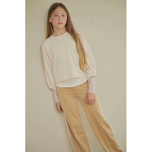 NoBell’ blousetop ecru Meisjes Polyester Ronde hals Effen - maat 122-128 afbeelding