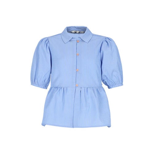 NoBell’ gestreepte blouse lichtblauw Meisjes Polyester Klassieke kraag - maat 134-140 afbeelding