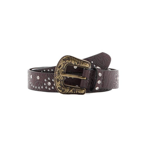 MANGO TEEN riem met studs bruin Meisjes Imitatieleer All over print - maat 164(S) afbeelding