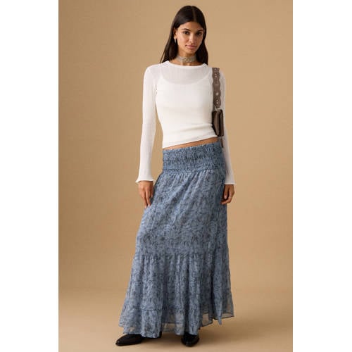 MANGO TEEN maxi rok blauw Meisjes Polyester All over print - maat 152(XXS) afbeelding