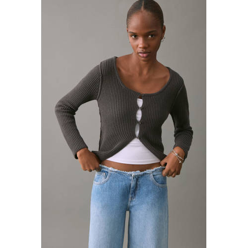 MANGO TEEN low waist wide leg jeans light blue denim Blauw Effen - maat 176(XL) afbeelding