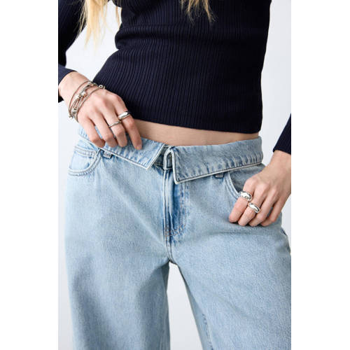 MANGO TEEN low waist wide leg jeans wide leg jeans light blue denim Blauw - maat 42 afbeelding