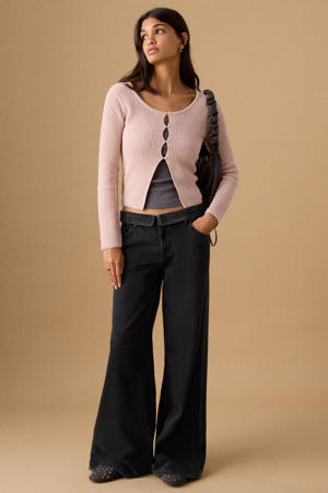 low waist wide leg jeans black denim