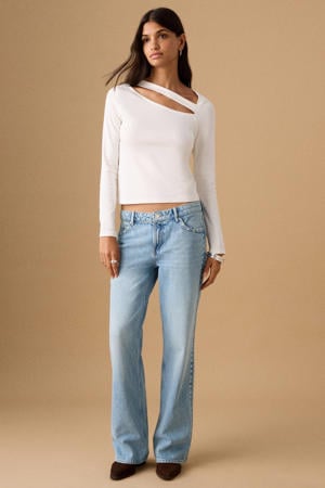 straight leg jeans medium blue denim