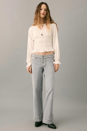low waist wide leg jeans grey denim