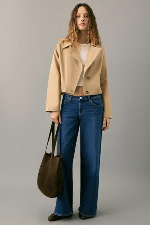 low waist wide leg jeans dark blue denim