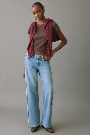 low waist straight leg jeans light blue denim