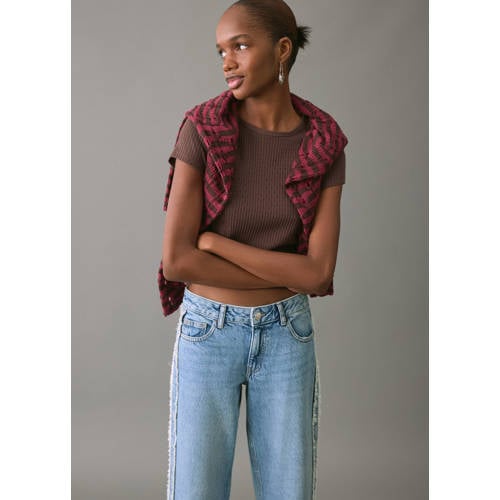 MANGO TEEN low waist straight leg jeans light blue denim Blauw Effen