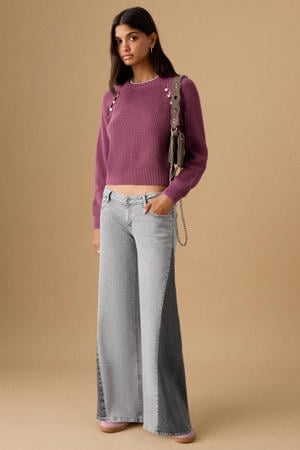 low waist wide leg jeans grey denim