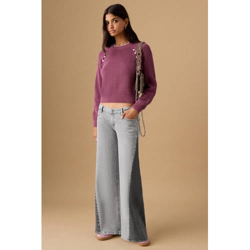 MANGO TEEN low waist wide leg jeans grey denim Grijs Meerkleurig - maat 152(XXS) afbeelding