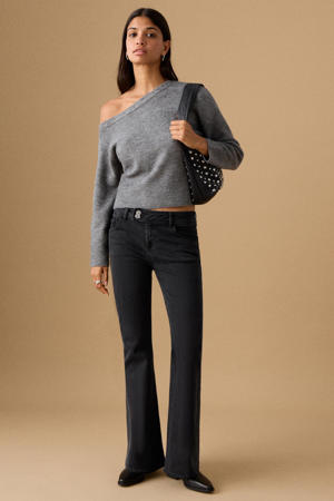 low waist flared jeans grey denim