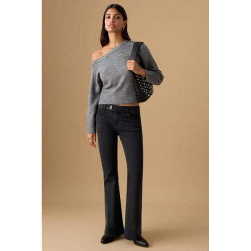 MANGO TEEN low waist flared jeans grey denim Grijs Meisjes Stretchdenim - maat 168(M) afbeelding