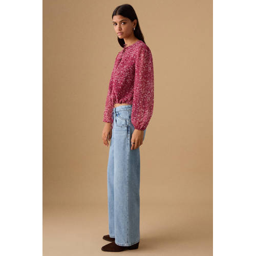 MANGO TEEN low waist straight leg jeans light blue denim Blauw Effen - maat 164(S) afbeelding