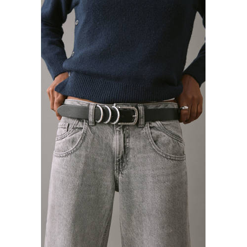 MANGO TEEN low waist straight leg jeans grey denim Grijs Effen - maat 164(S) afbeelding