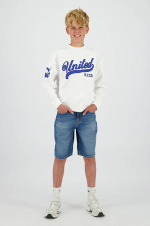 regular waist short dark blue denim