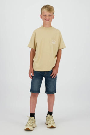 regular waist short dark blue denim