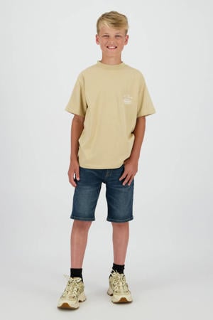 regular waist short dark blue denim