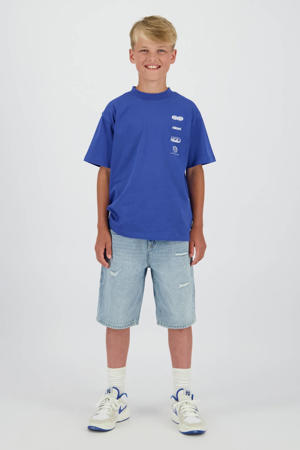 regular waist short light blue denim