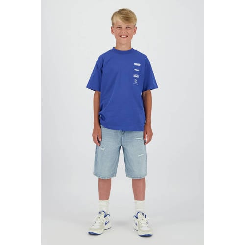 Raizzed regular waist short light blue denim Korte broek Blauw Effen - maat 158 afbeelding