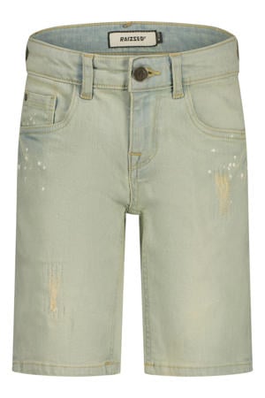 regular waist short light blue denim
