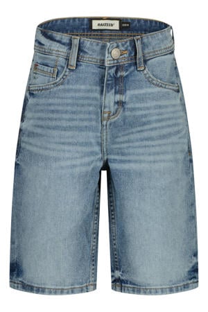 regular waist short light blue denim
