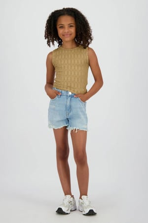 high waist short light blue denim