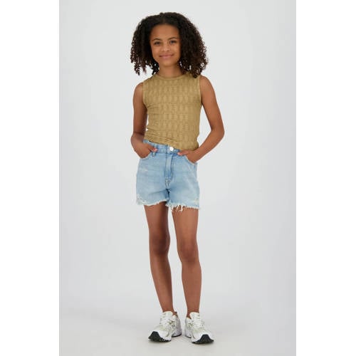 Raizzed high waist short light blue denim Korte broek Blauw Effen - maat 146 afbeelding