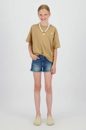 regular waist short medium blue denim