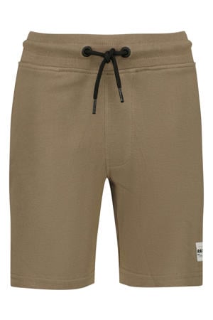 relaxed regular waist casual short zand met textuur