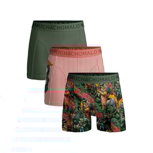 Muchachomalo boxershort - set van 3 groen/oranje Jongens Stretchkatoen