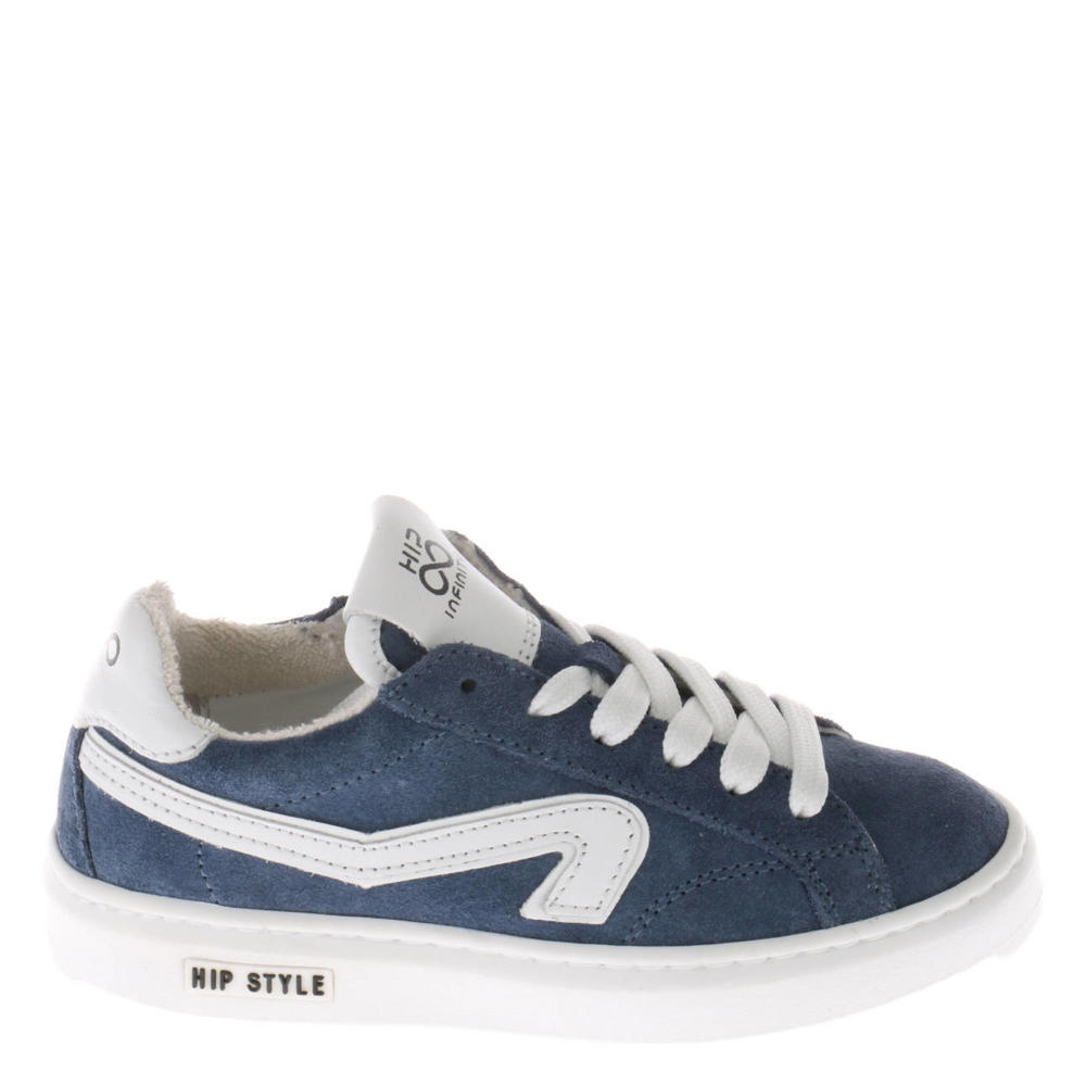 Donkerblauwe jongens Hip suède sneakers met veters