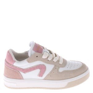 leren sneakers wit/roze