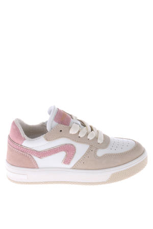 leren sneakers wit/roze