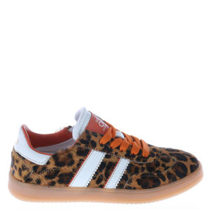 leren sneakers panterprint/oranje