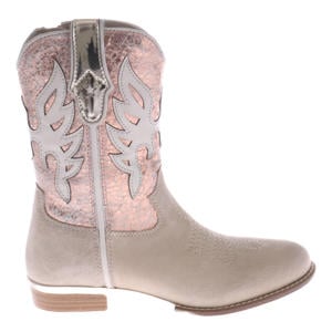leren laarzen beige/metallic roze
