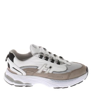 leren sneakers wit/beige/grijs