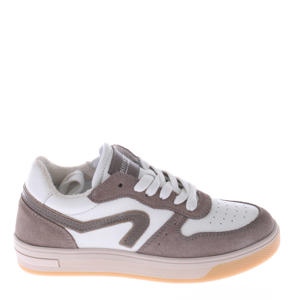 leren sneakers wit/taupe