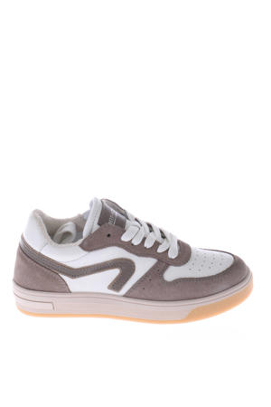 leren sneakers wit/taupe