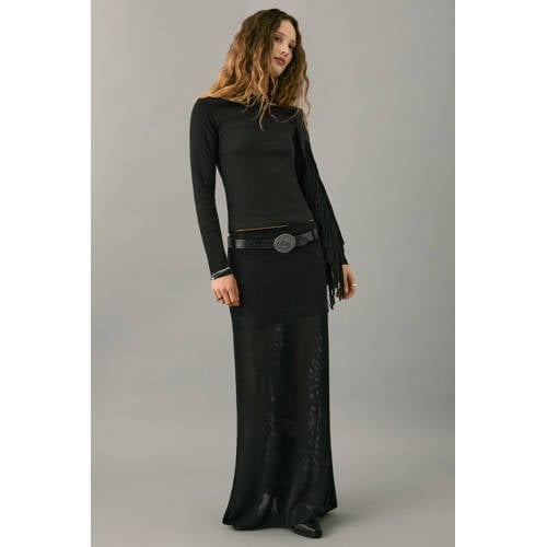 MANGO TEEN maxi rok gebreid zwart Meisjes Polyester Sterren - maat 158(XS) - glitter afbeelding