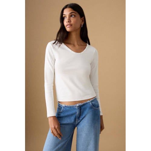 MANGO TEEN longsleeve Meisjes Stretchkatoen Ronde hals Effen - maat 152(XXS) afbeelding