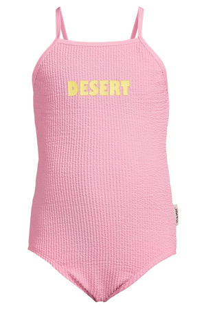 badpak met textuur en tekst roze