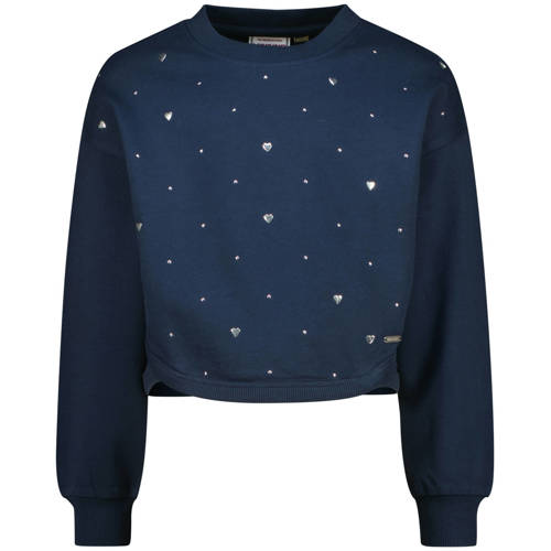 Vingino sweater met hartjes donkerblauw Meisjes Katoen Ronde hals Hartjes - maat 128 afbeelding