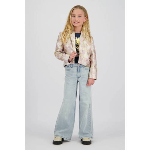 Vingino wide leg jeans wide leg jeans light blue denim Blauw Effen - maat 140 afbeelding