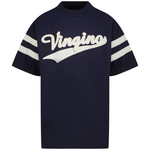 Vingino T-shirt donkerblauw Jongens Katoen Ronde hals Logo - maat 176 afbeelding