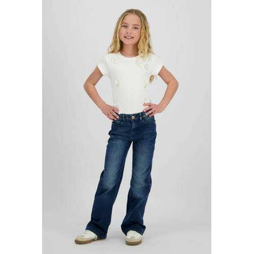 Vingino gebloemde T-shirt wit Meisjes Modal Ronde hals Bloemen - maat 128 afbeelding