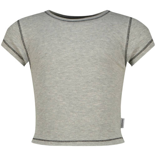 Vingino T-shirt grijs melange Meisjes Modal Ronde hals Effen - maat 164 afbeelding