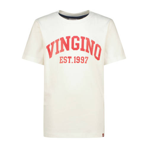 Vingino T-shirt wit Jongens Katoen Ronde hals Logo - maat 128 afbeelding