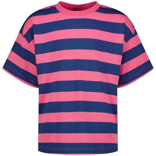 Vingino gestreepte T-shirt roze Meisjes Katoen Ronde hals Streep - maat 92 afbeelding
