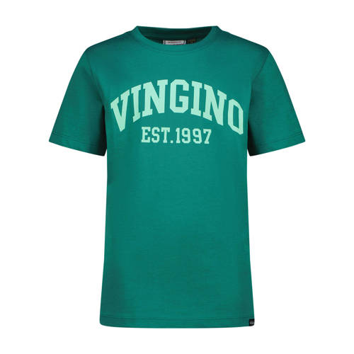 Vingino T-shirt donkergroen Jongens Katoen Ronde hals Logo - maat 176 afbeelding