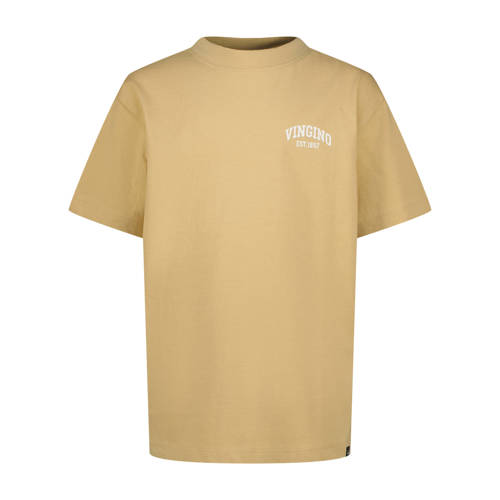 Vingino T-shirt lichtbruin Jongens Katoen Ronde hals Effen - maat 128 afbeelding